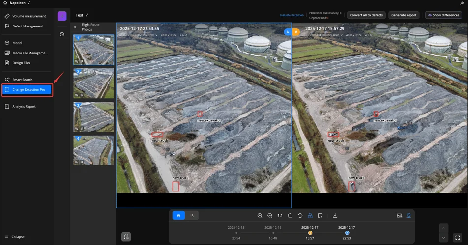 DJI FlightHub 2 AI Change Detection Pro 화면